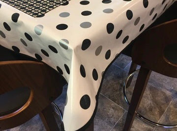 Black and Silver Confetti Oilcloth Tablecloths