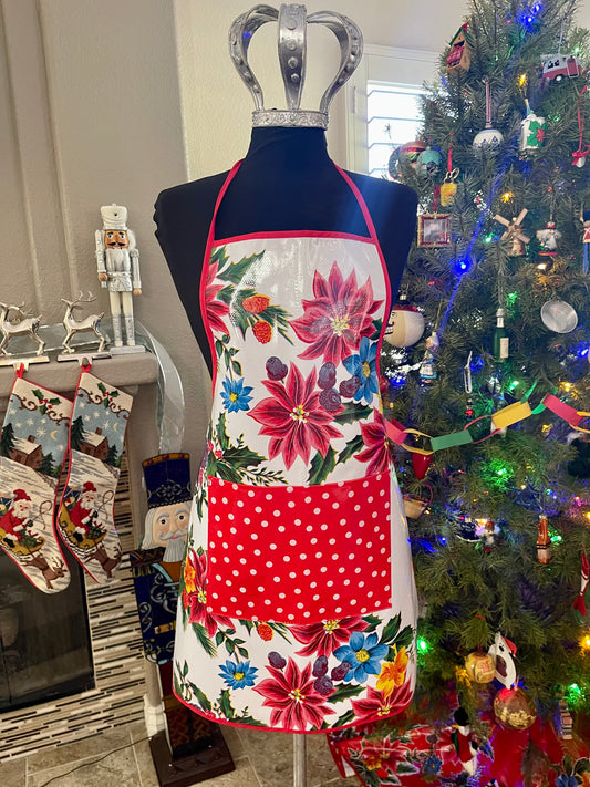 Vintage Christmas Oilcloth Chef Apron