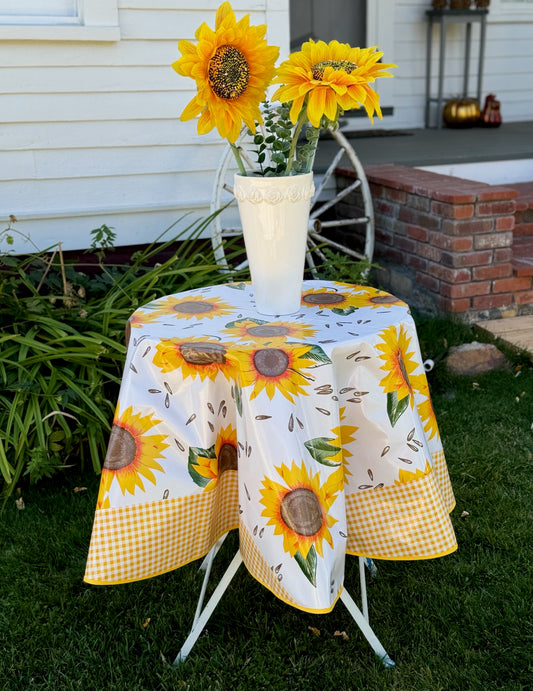 Sunflower Oilcloth Tablecloths - Round