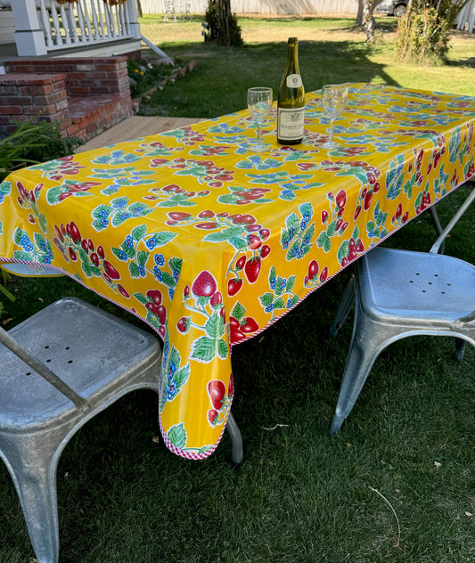 Yellow Strawberry Oilcloth Tablecloths