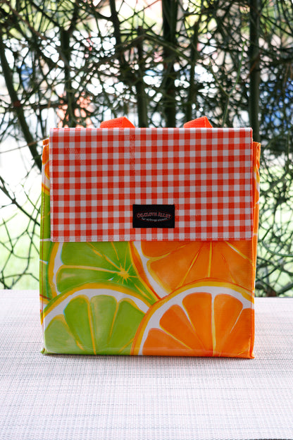 Oilcloth Insulated Lunch Bag - Citrus Spill