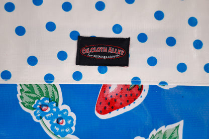 Oilcloth Insulated Lunch Bag - Blue Strawberry