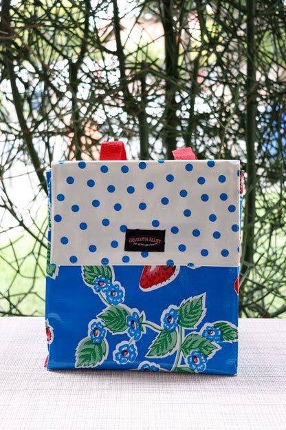 Oilcloth Insulated Lunch Bag - Blue Strawberry