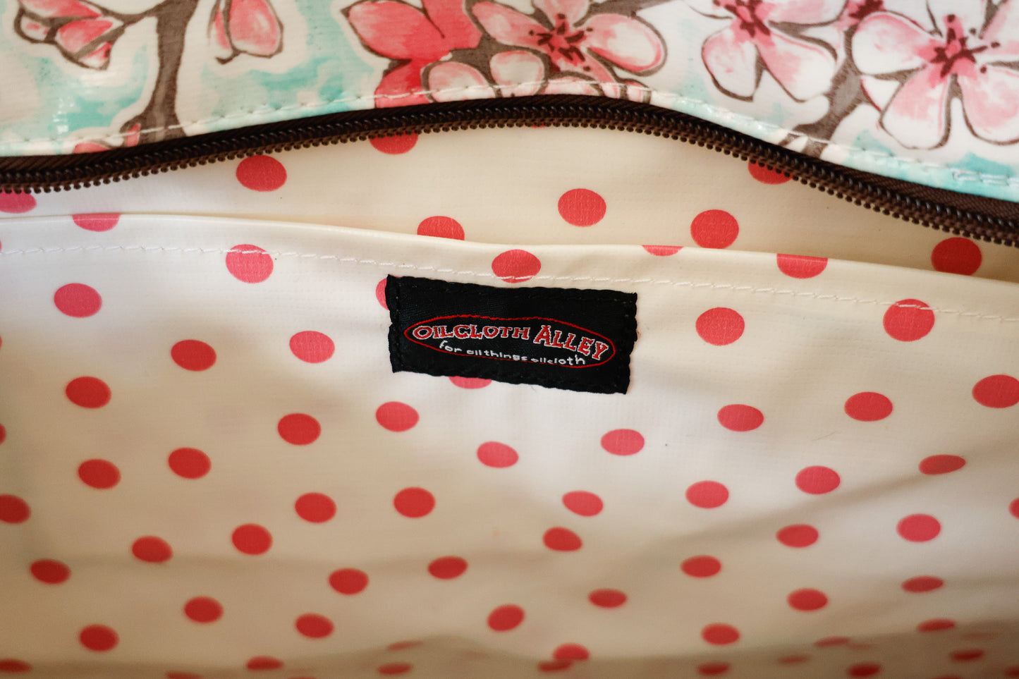 Oilcloth Weekender Bag -  Seafoam Cherry Blossom