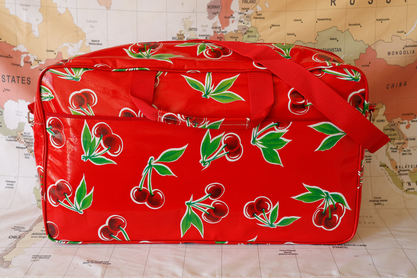 Oilcloth Weekender Bag - Red Cherry