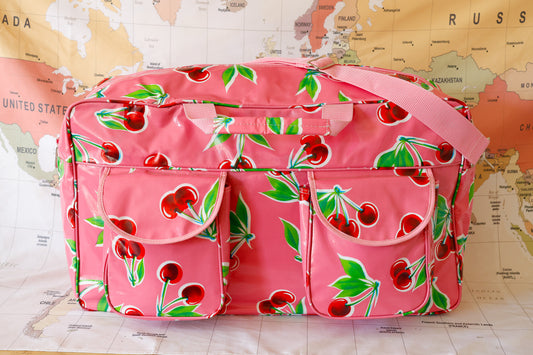 Oilcloth Weekender Bag - Pink Cherry