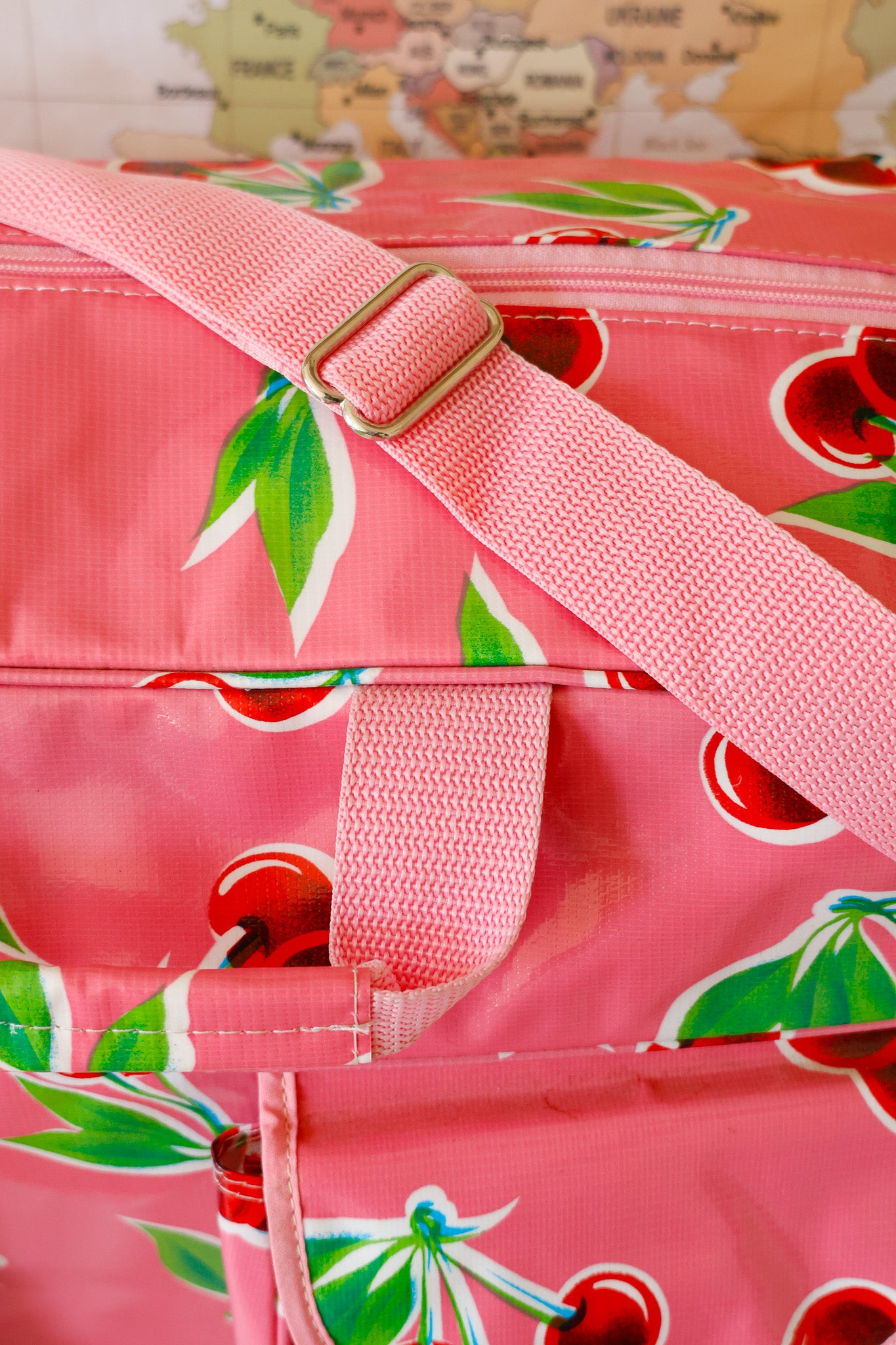 Oilcloth Weekender Bag - Pink Cherry