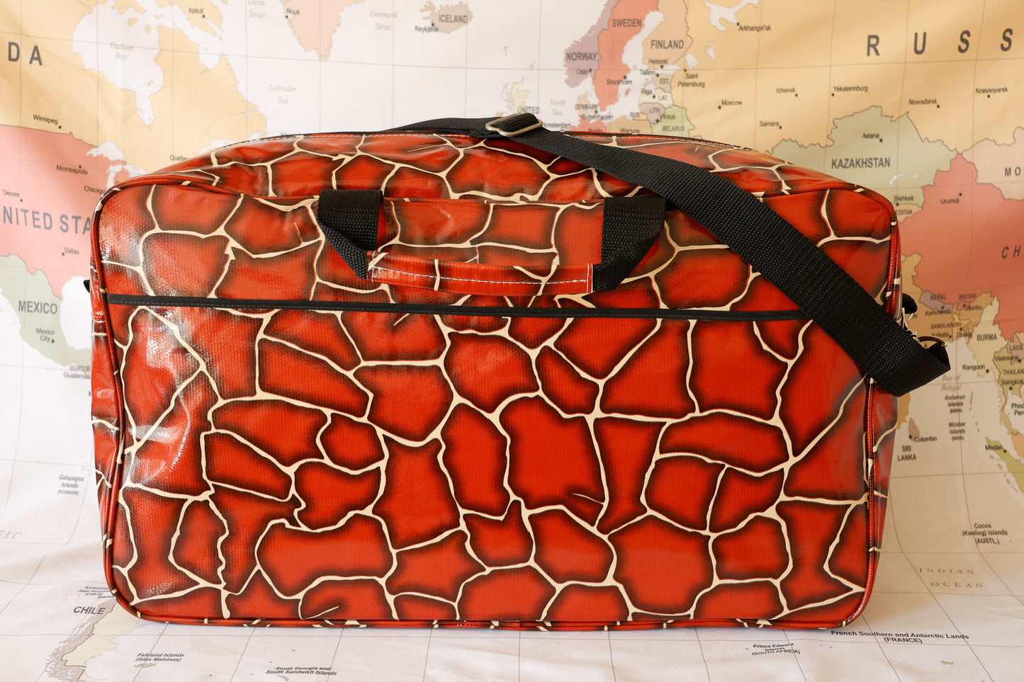 Oilcloth Weekender Bag - Red Giraffe