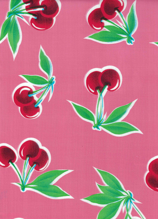 Pink Cherry Oilcloth Fabric