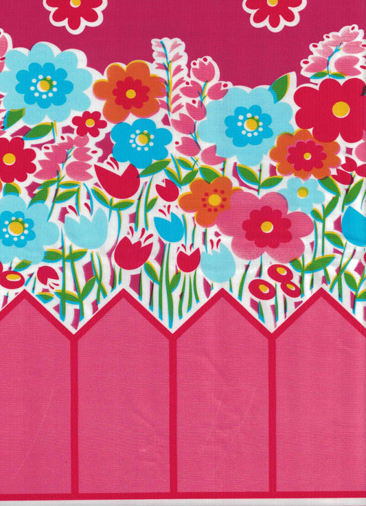 Fuchsia Spring Oilcloth Fabric