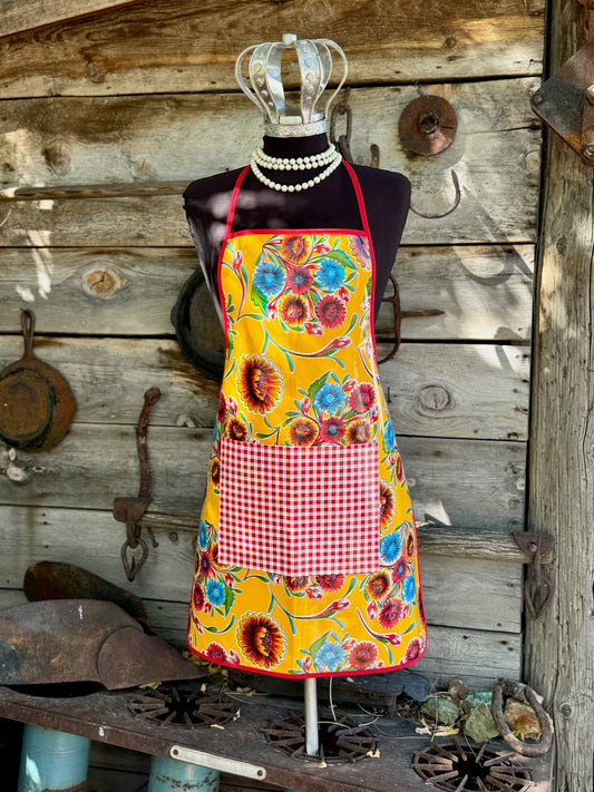 Yellow Springbloom Oilcloth Chef Apron