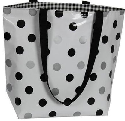 Reversible Oilcloth Totebag - Black and Silver Confetti with Black Gingham - Two Sizes