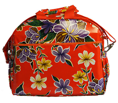 Oilcloth Carryall Bag - Orange Hibiscus