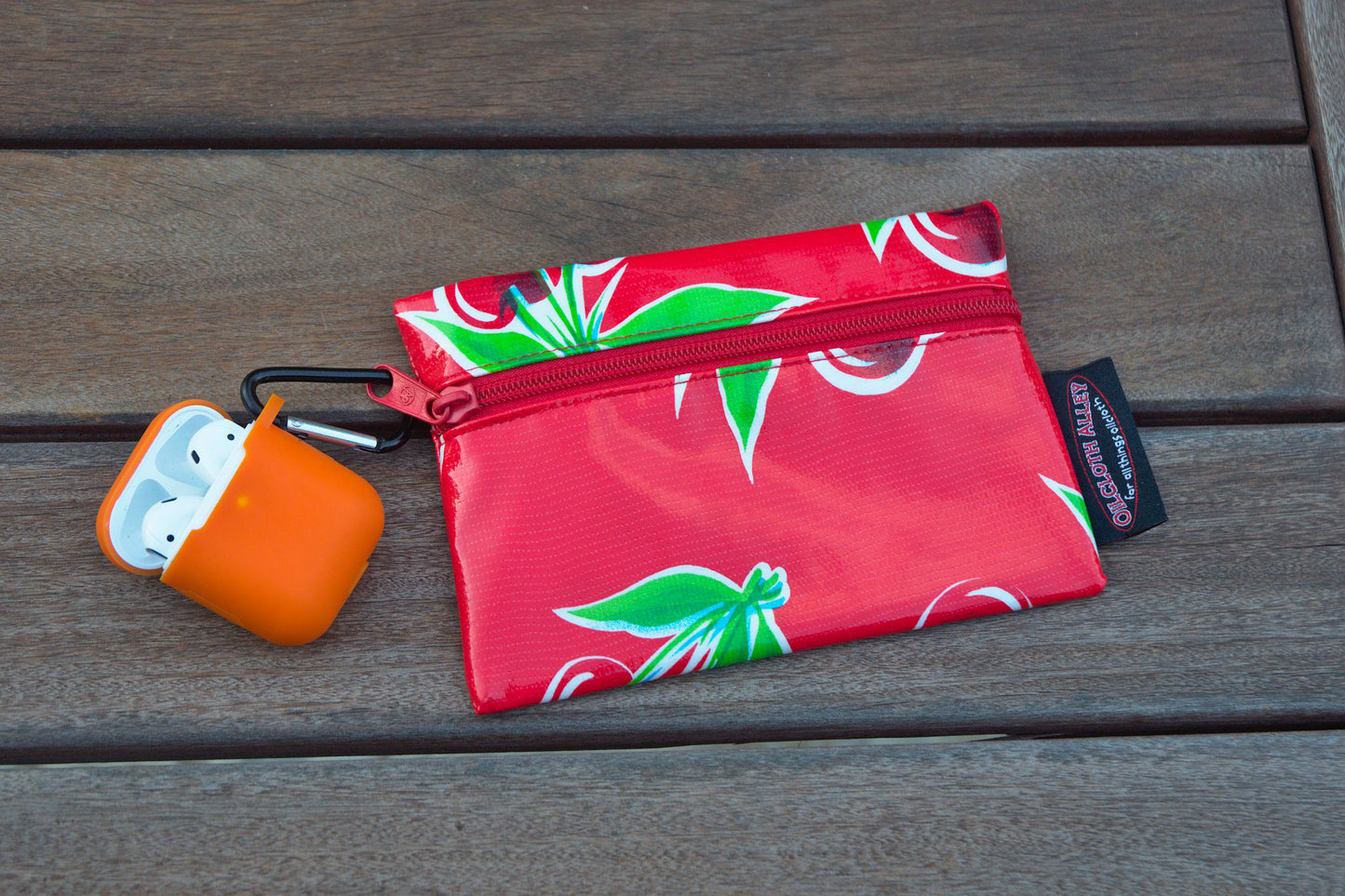 Small Oilcloth Lined Pouch - Red Cherry