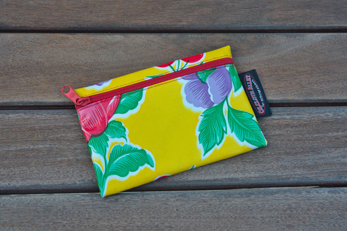 Small Oilcloth Lined Pouch - Yellow Poppy