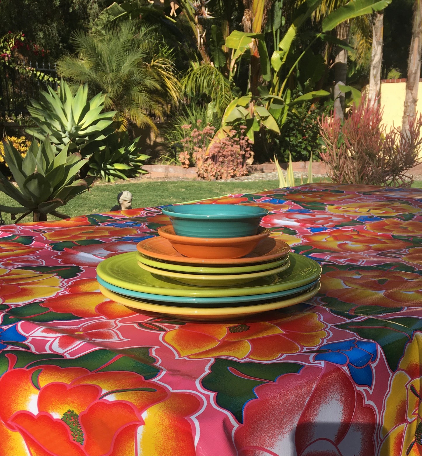 Pink Royal Roses Oilcloth Tablecloths