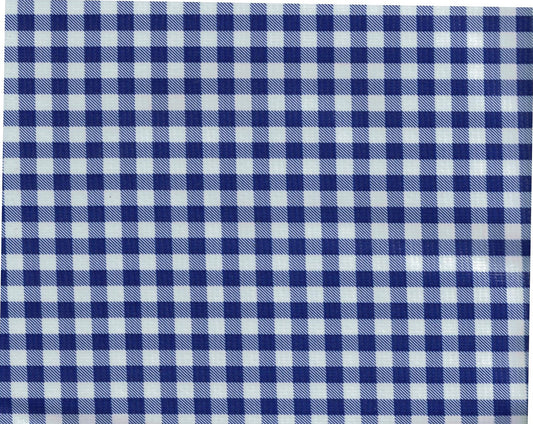 Navy Gingham Oilcloth Fabric