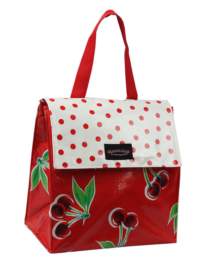 Oilcloth Insulated Lunch Bag - Red Cherry