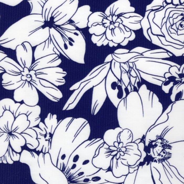 Navy Chantilly Oilcloth Fabric