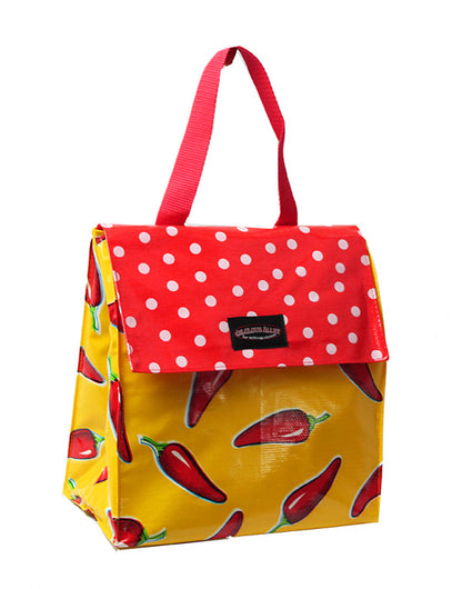 Red Chili Pepper on Yellow Oilcloth Fabric