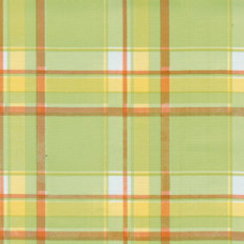 Lime Green Gingham Oilcloth Fabric