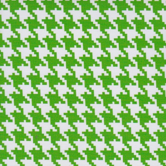 Green Houndstooth Oilcloth Fabric