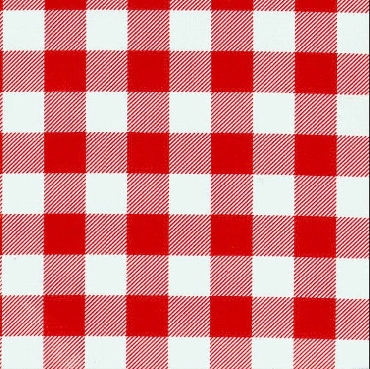 Red Cafe Check Oilcloth Fabric