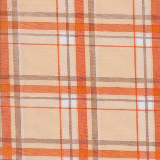 Brown and Orange Tartan  - Plaid Oilcloth Fabric