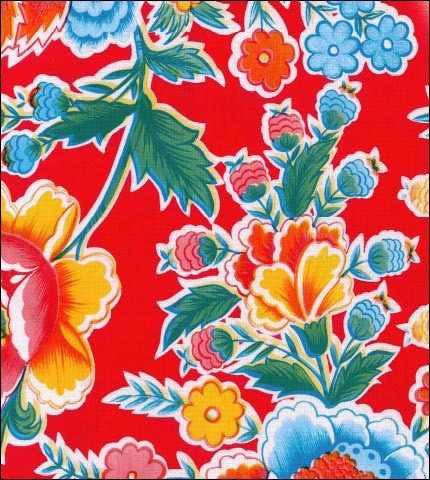 Red Fantasy Oilcloth Fabric - Limited Stock