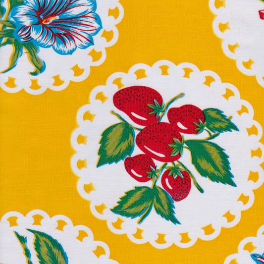 Yellow Doily Oilcloth Fabric