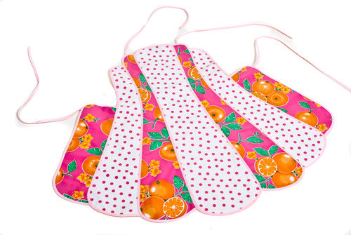 Retro Oranges and Pink Polka Oilcloth Apron