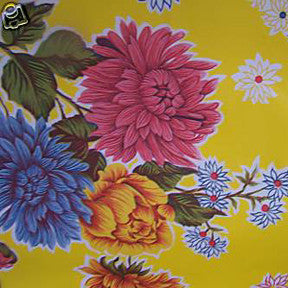 Yellow Mums Oilcloth Fabric