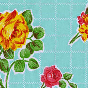 Seafoam Green Rose Oilcloth Fabric